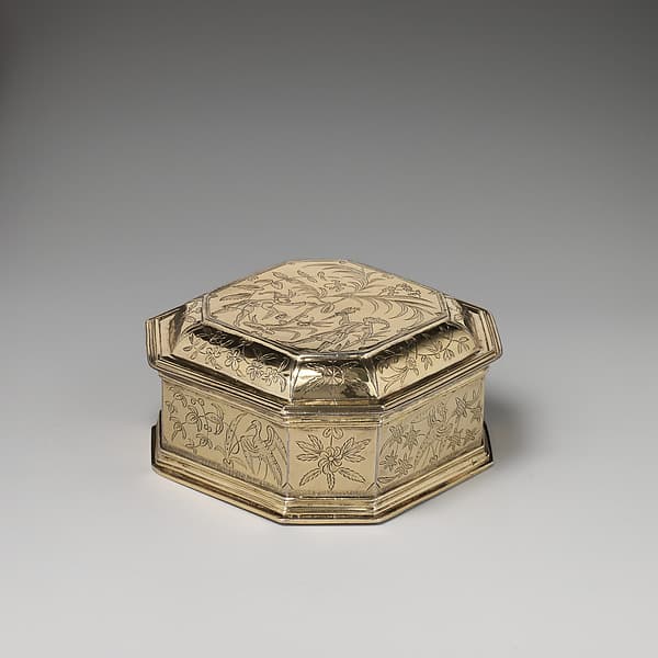 Box with cover (one of a pair) (part of a toilet service), by William Fowle
