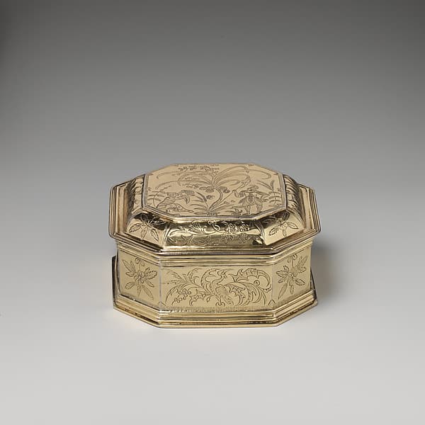 Box with cover (one of a pair) (part of a toilet service), by William Fowle