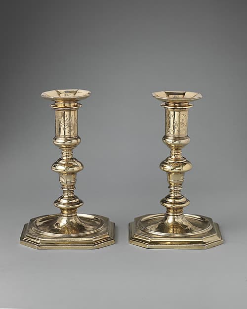 Pair of candlesticks (part of a toilet service), by William Fowle