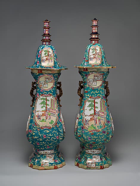 Vase with lid (one of a pair), by C. J. Mason and Co.