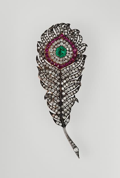 Peacock feather brooch