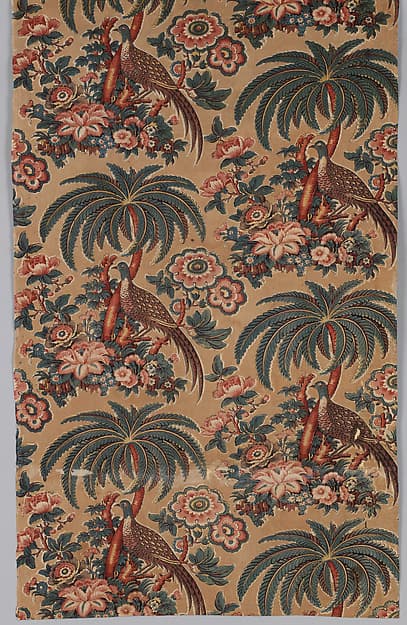 Textile printed with game birds, by Bannister Hall