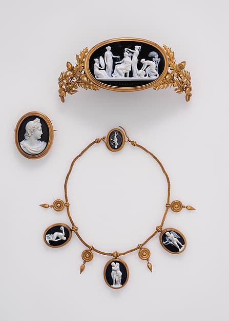 Parure: tiara, necklace, and brooch, by Luigi Saulini