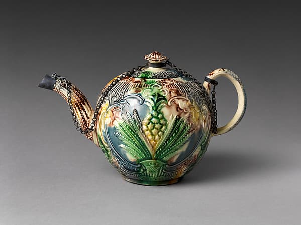 Teapot with relief decoration, by Whieldon type