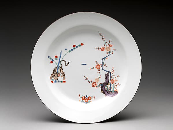 Plate with tiger and bamboo, by Meissen Manufactory