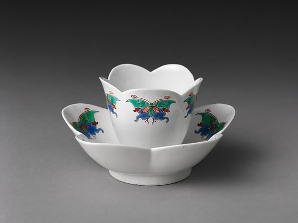 Cup and saucer with butterflies, by Chantilly
