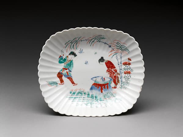 Dish with the story of "Hob in the Well", by Chelsea Porcelain Manufactory