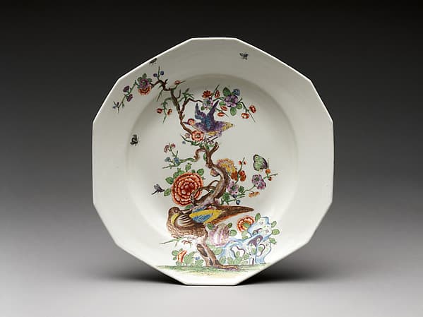 Dish with tree, flowers, and birds, by Vienna