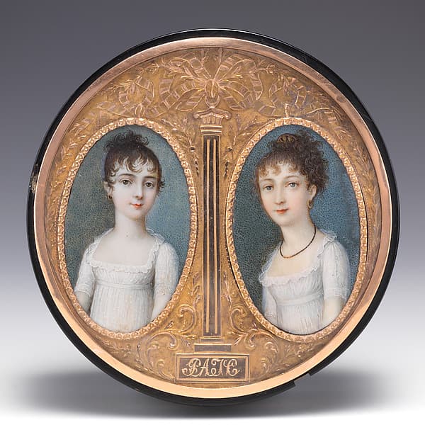 Box with portraits of two sisters, by Continental Painter