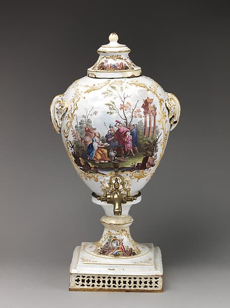Hot water urn with biblical scenes, by Joseph Wagner