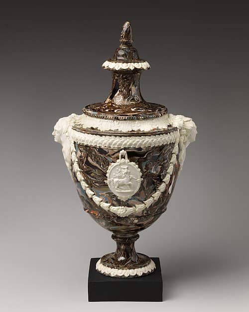Ornamental agate creamware vase, by James Neale