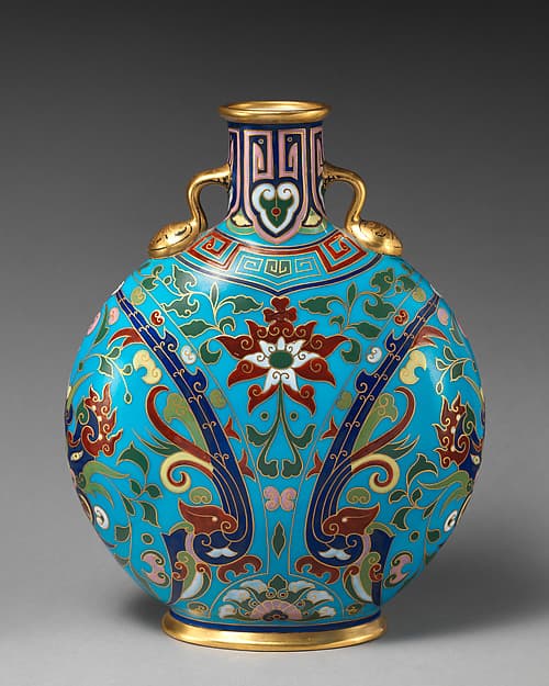 Moon flask with Islamicizing floral motifs, by Minton(s)