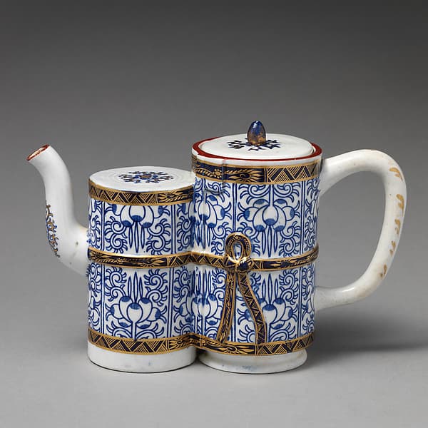 Teapot with double bamboo body, by Worcester factory