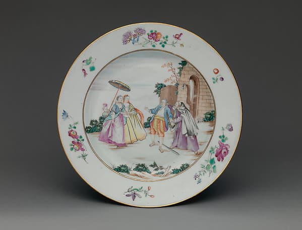 Plate with scene from "Les Oies de Frère Philippe", by Nicolas Lancret