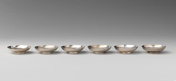 Set of six miniature saucers, by David Clayton