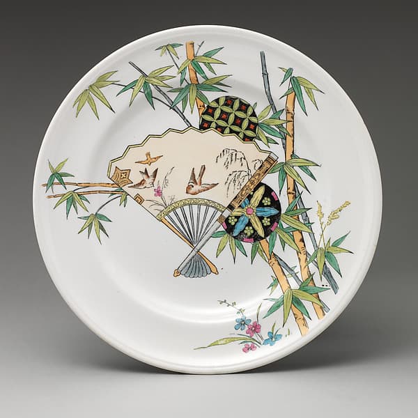 Plate with "Bamboo and Fan" pattern, by Minton(s)