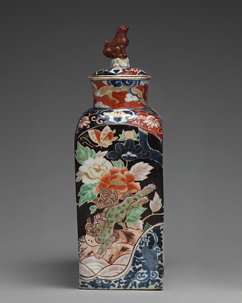 Square bottle with stopper (one of a pair)