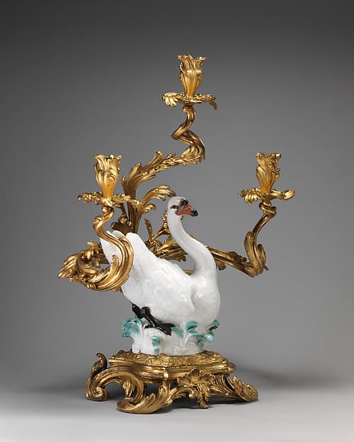 Swan candelabrum (one of a pair), by Meissen Manufactory