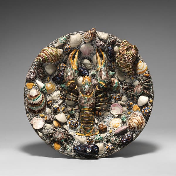 Round dish with lobster and shells, by Thomas-Victor Sergent