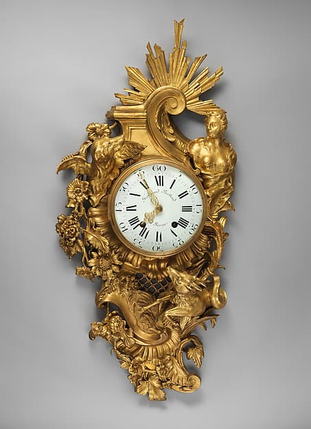 Wall clock (cartel) with movement of later date, by Jacques Caffieri