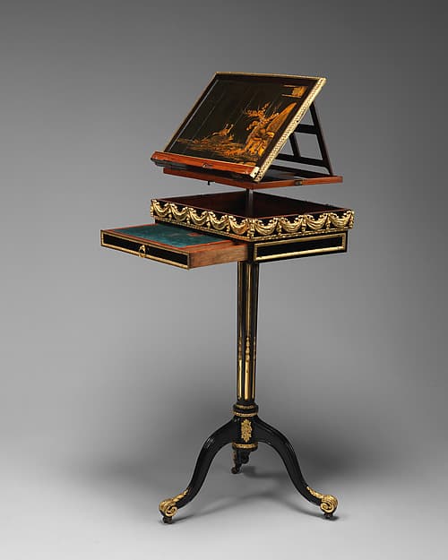 Combined work, writing, and reading table and music stand, by Martin Carlin