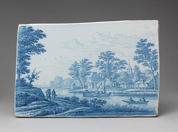 Plaque with a Dutch landscape, possibly a view of Kethel, by Frederick van Frijtom