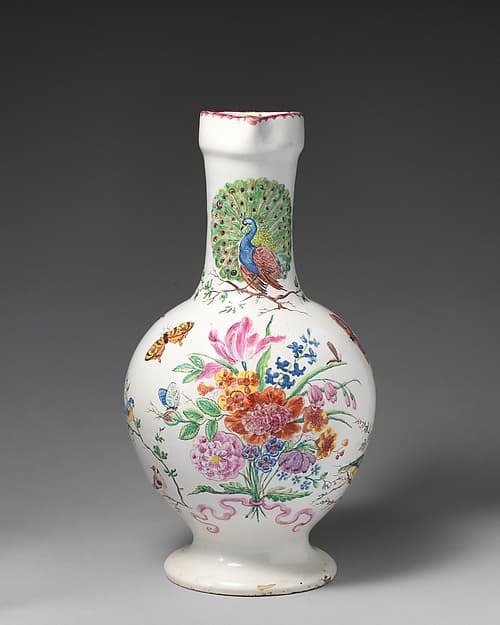 Jug with flowers and peacock, by Bartholomäus Seuter