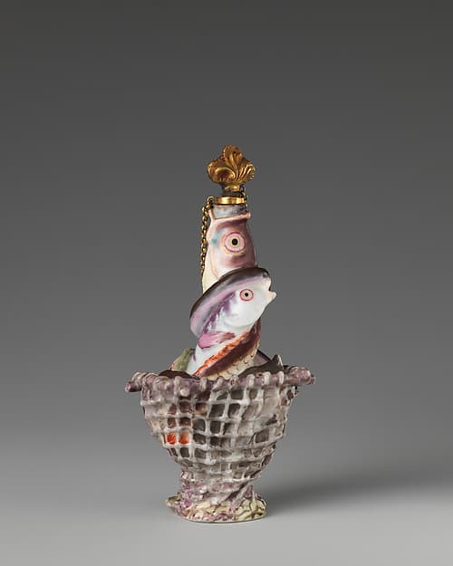 Fish in net, by Chelsea Porcelain Manufactory