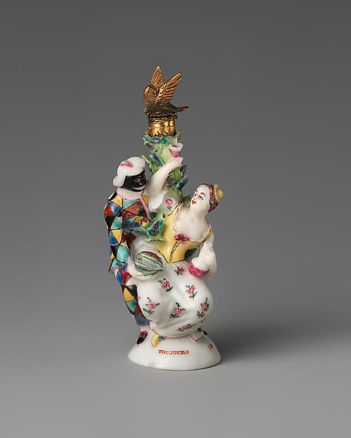 Harlequin and Columbine in a group, by Saint James's Factory