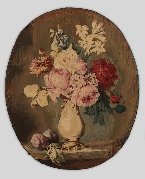 Flowers in a Vase and Two Plums, by Anne Vallayer-Coster