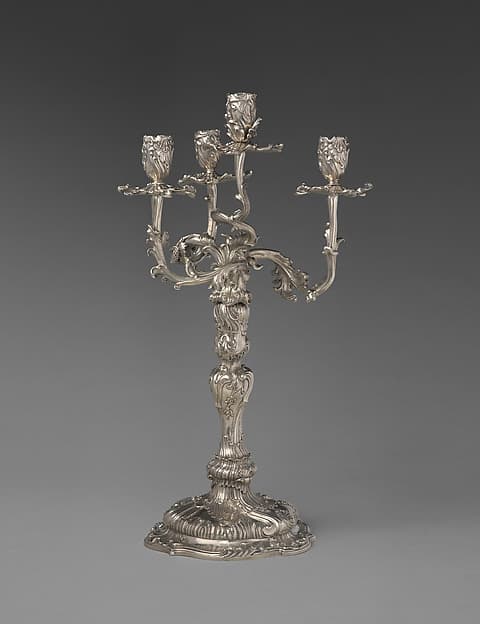 Pair of royal German silver four-light candelabra, by Christian Heinrich Ingermann