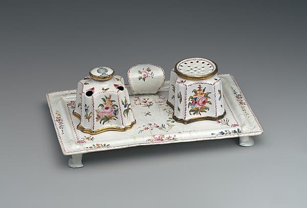 Desk set with inkwell and pounce pot