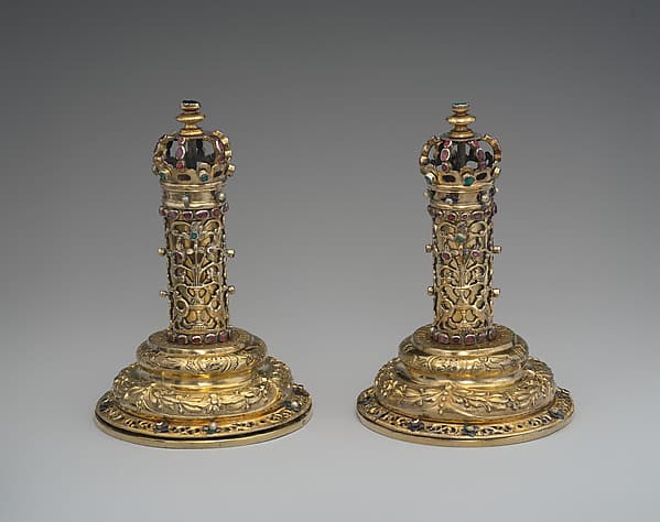 Pair of Torah finials (Rimmonim)