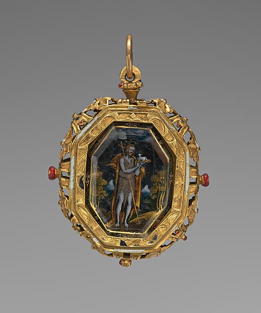 Pendant reliquary with depiction of the Virgin Mary and St. John the Baptist