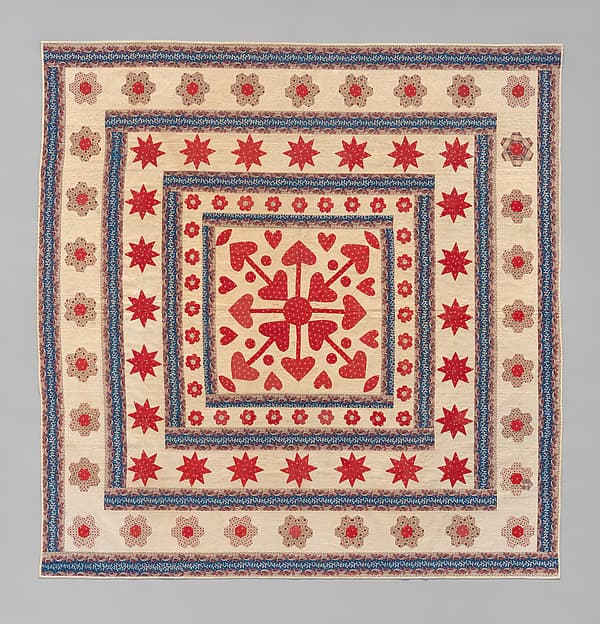 Hearts, Star of Lemoyne, and Honeycomb Quilt, by Hannah Hislop
