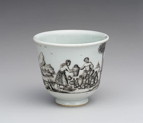 Beaker with “Posteleӱn Verkooping” (porcelain selling), by Daniel Preissler