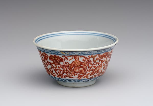 Teabowl with Chinoiserie decoration, by Ignaz Preissler