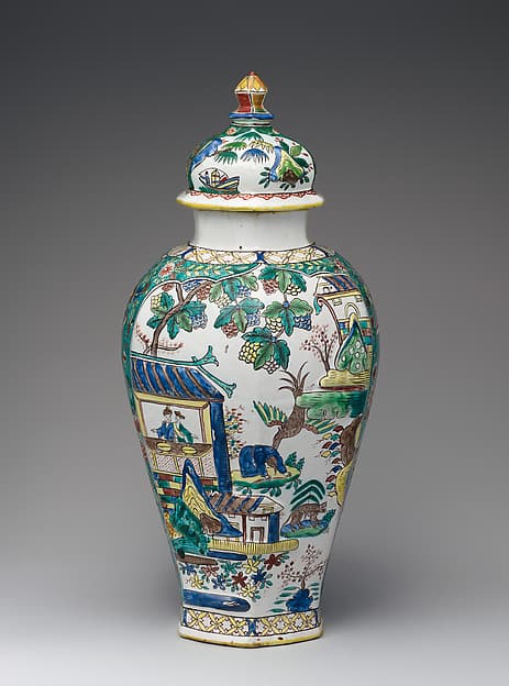 Vase with cover, by Ansbach Pottery and Porcelain Manufactory