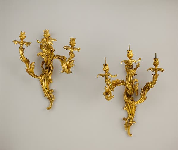 Pair of three-light wall brackets