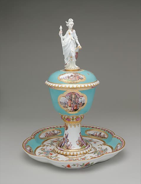 Standing cup with cover and stand, by Meissen Manufactory