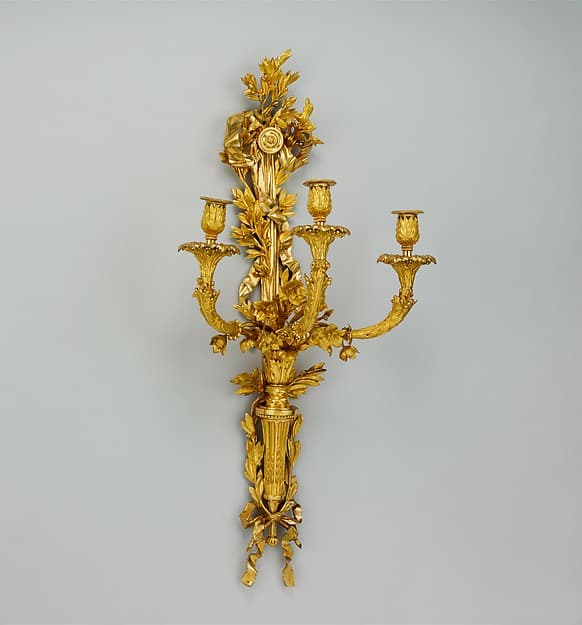 Set of four three-light wall brackets