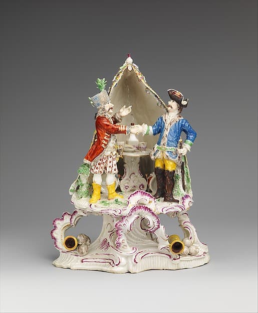 Two soldiers shaking hands, by Kelsterbach Pottery and Porcelain Manufactory