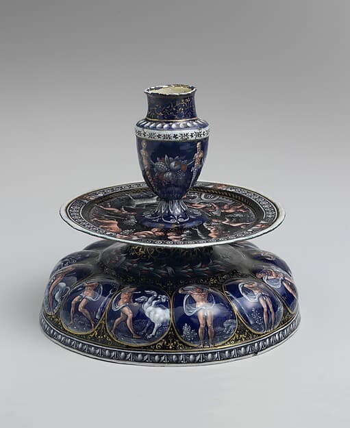 Candlestick (one of a pair), by Master I. C. (probably Jean Court or Jean de Court)