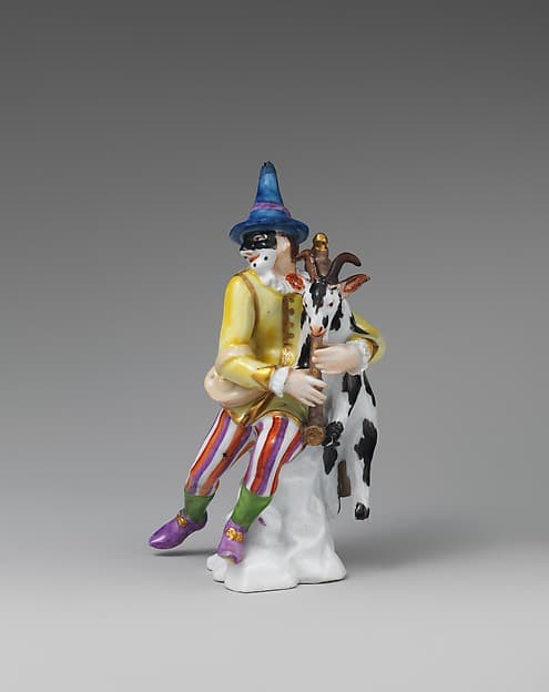 Harlequin with Goat as Bagpipes, by Meissen Manufactory