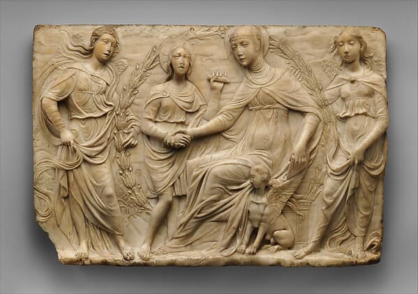 Saint Bridget of Sweden Receiving the Rule of Her Order, by Agostino d'Antonio di Duccio