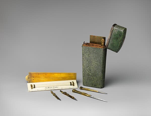 Pocket set of drawing instruments, by Peter Dollond