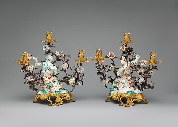 Figure mounted as a candelabrum (one of a pair), by Saint-Cloud factory