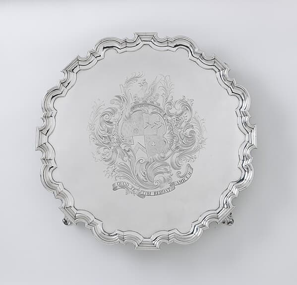 Salver with arms of Judith Jodrell, by John Swift