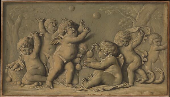 Amorini at play (one of a pair), by Piat Joseph Sauvage
