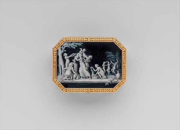 Snuffbox with miniatures representing the Diversions of Love and dancing figure, by Jacques Joseph de Gault